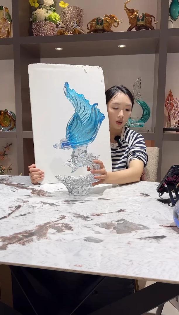 乘风破浪蓝色海螺摆件