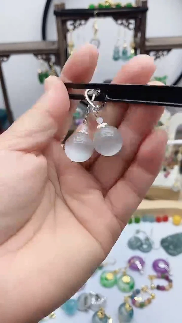 银S925镶嵌变石猫眼耳饰85