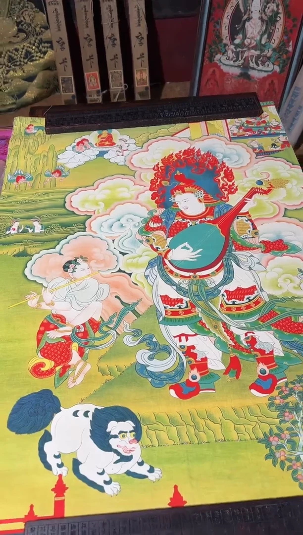 卷轴画卷轴画菊菊唐卡tk