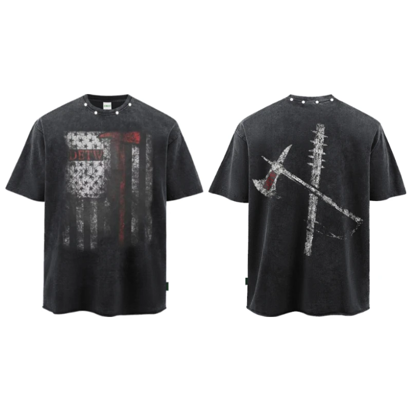 【KONOOT】25SS（血斧）水洗做旧廓形短袖 短宽剪裁*280G冰感T恤