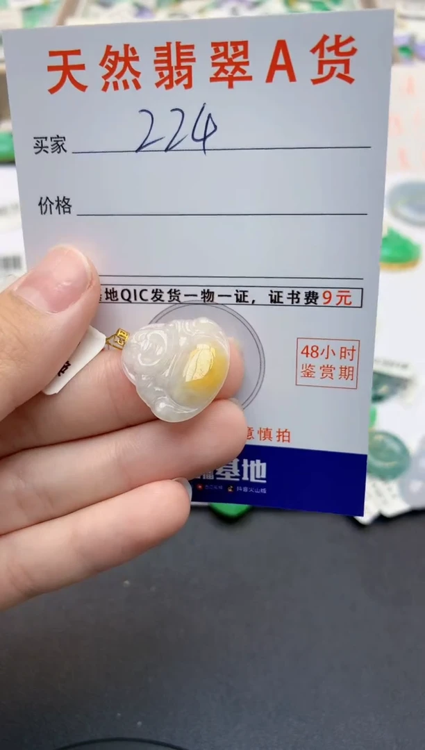 翡翠18K金镶嵌颈饰天然缅甸A货翡翠
