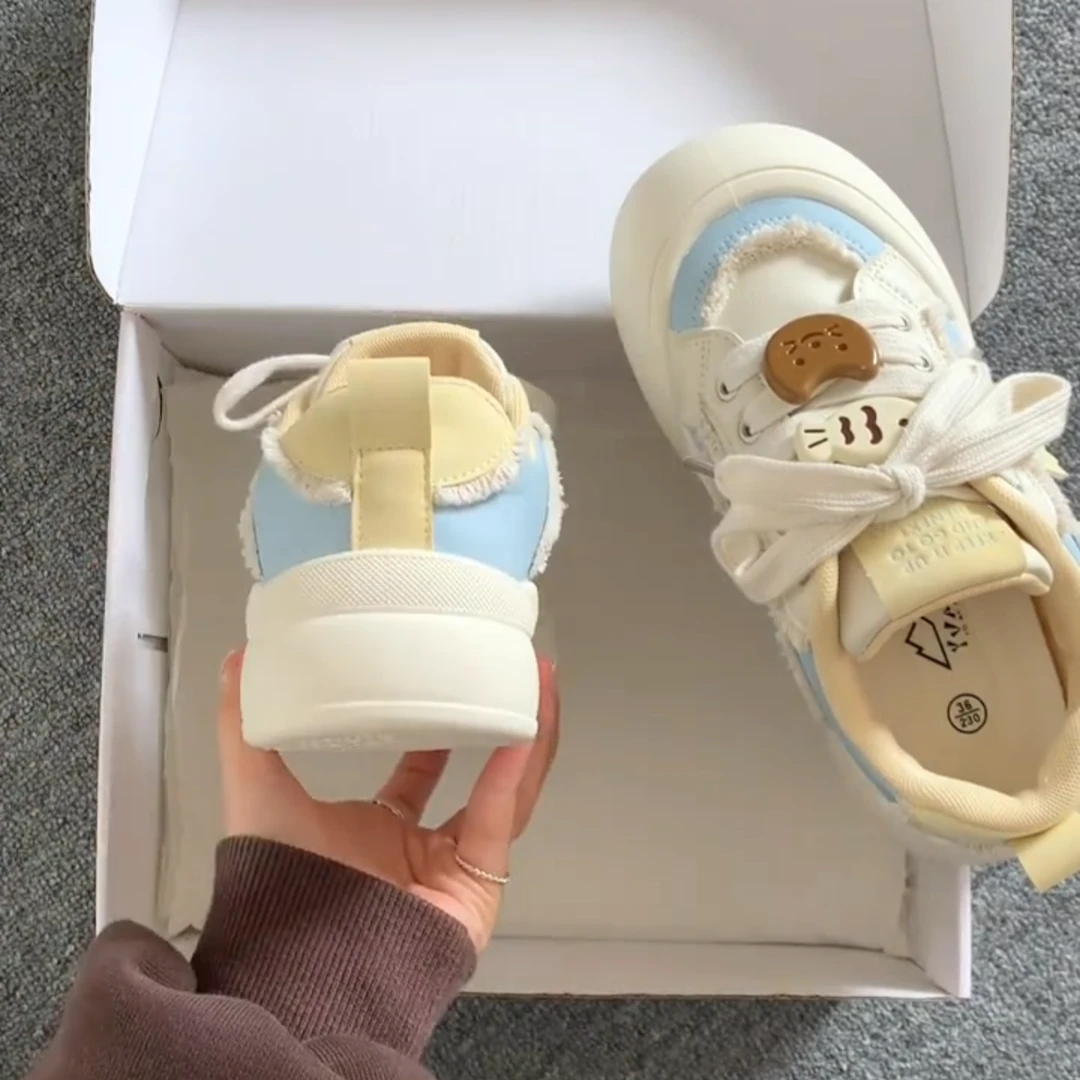 奶呼呼泡芙鞋女2025新款春季原创小众百搭板鞋厚底休闲学生运动鞋
