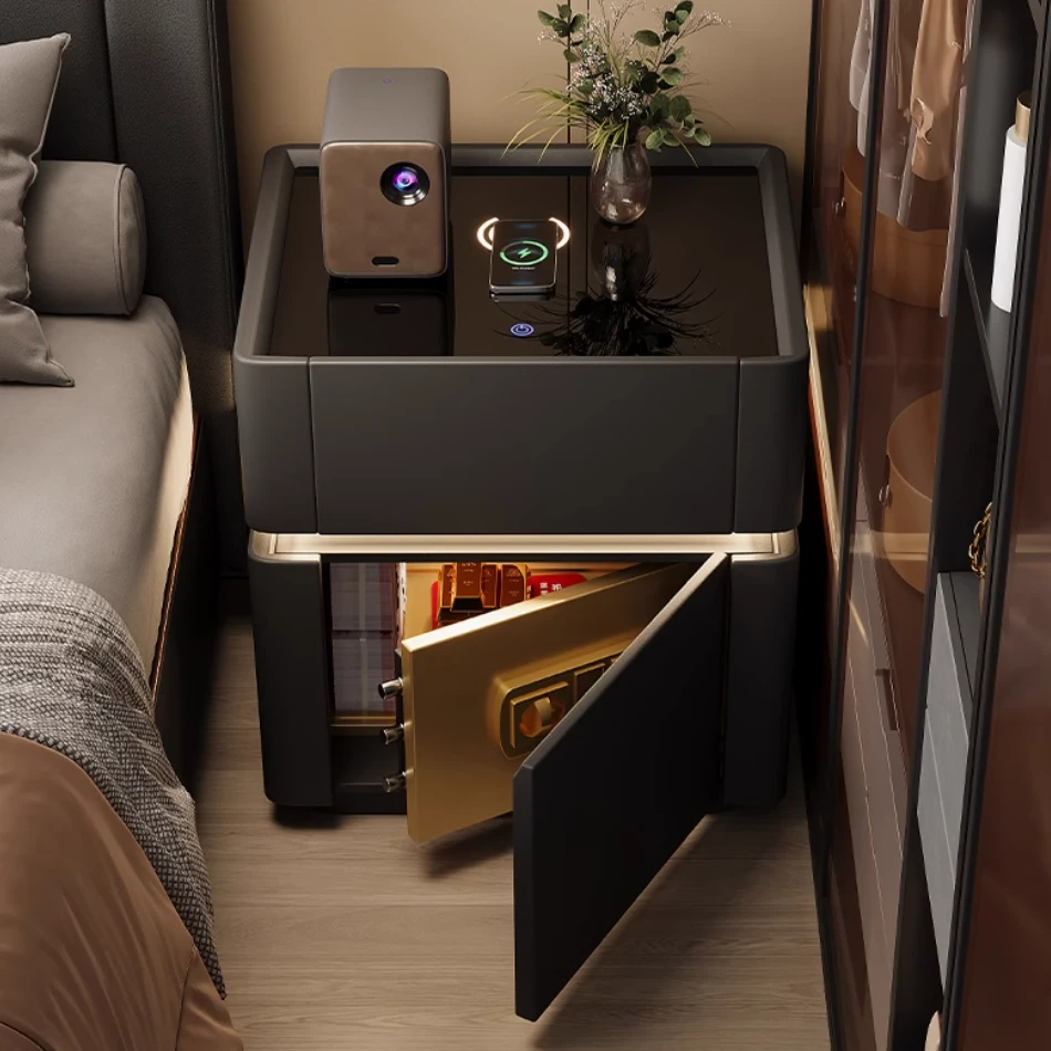 【升级pro版】智能实木床头柜保险箱一体高级感多功能无线床边保险