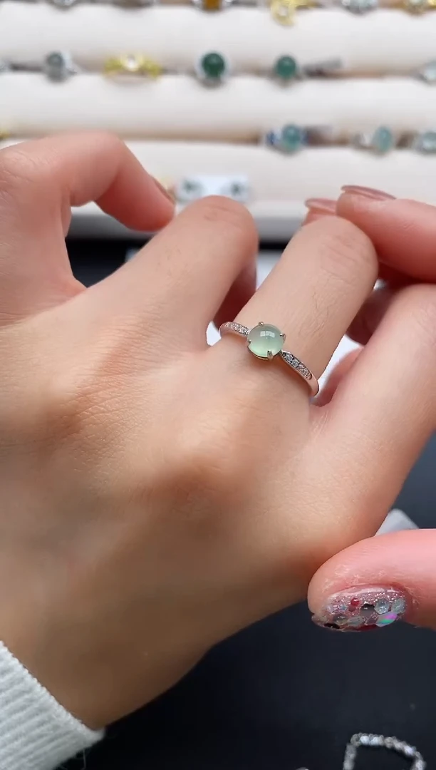 银S925镶嵌戒指翡翠44444444+1