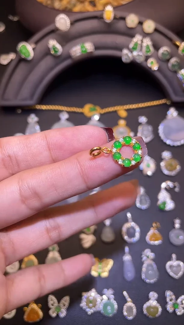 吊坠(不含链)银S925镶嵌翡翠1