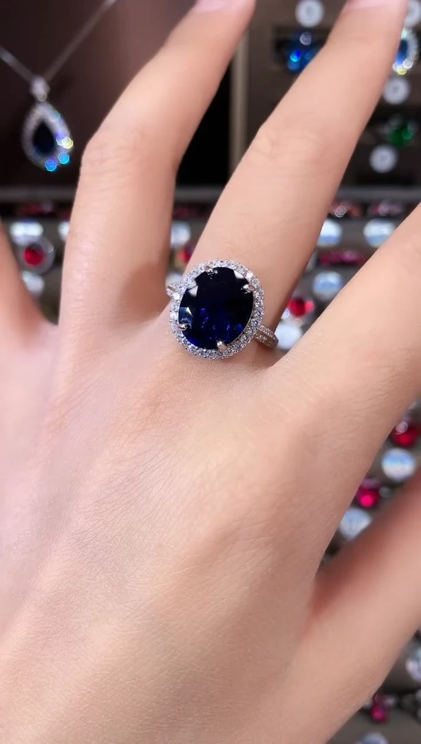 无925银皇家蓝色戒指