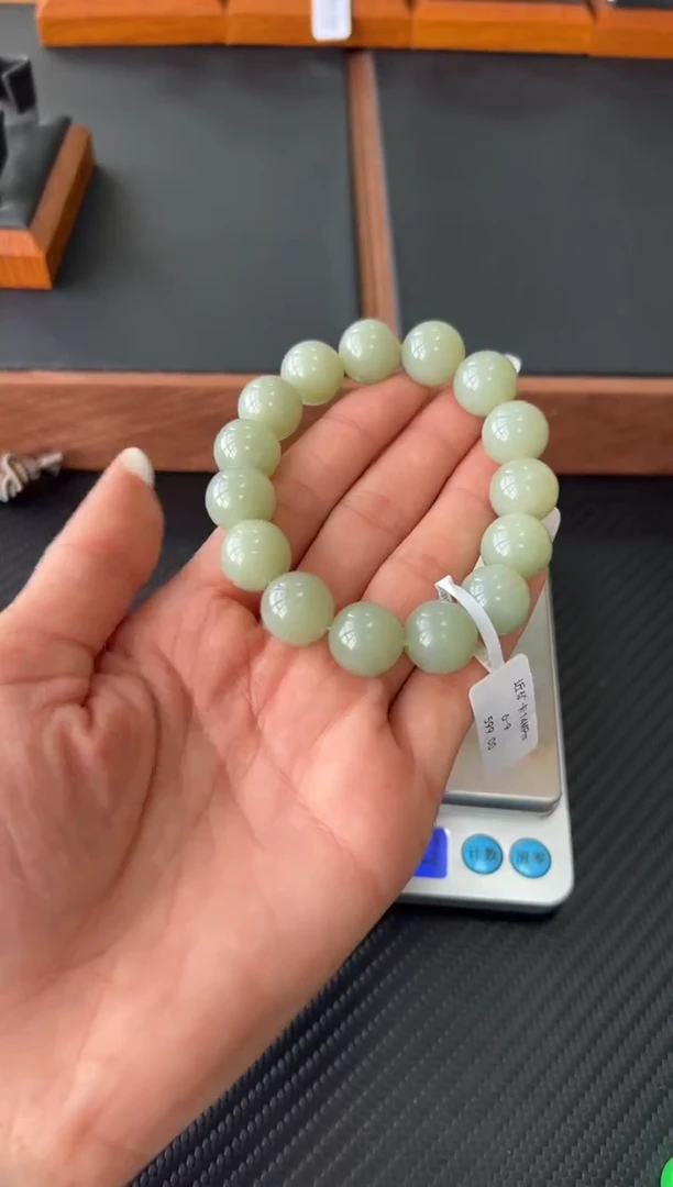 未镶嵌手串和田玉且末微色差近矿卡14