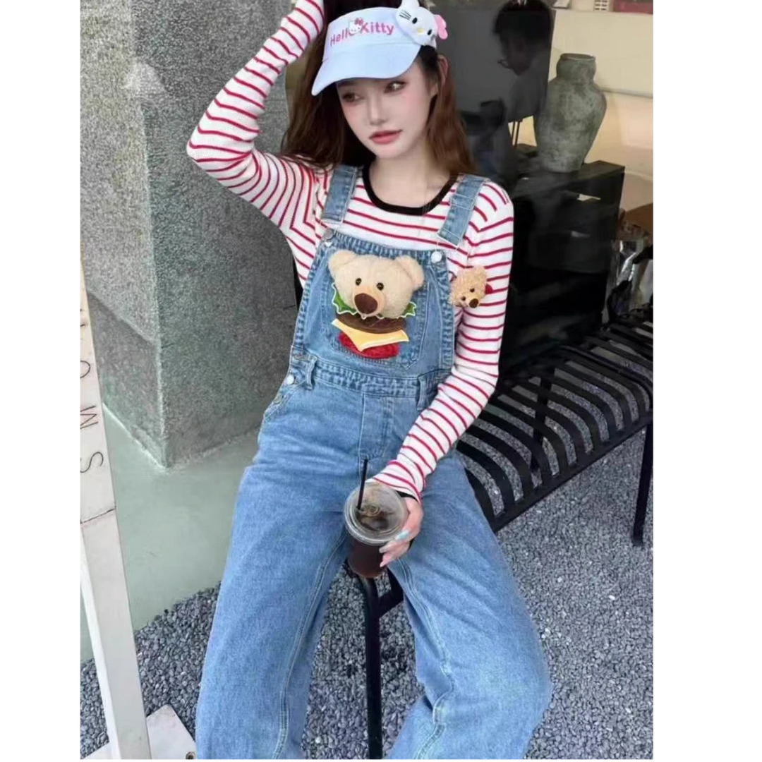 汉堡熊头连体背带裤