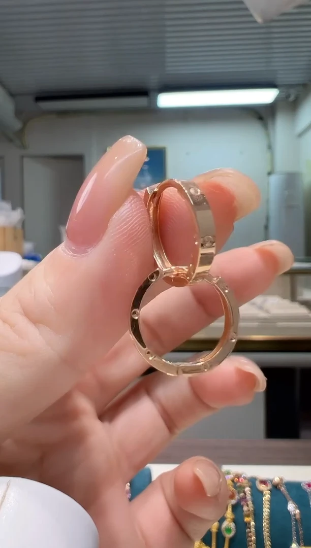 耳饰18K金素金圈圈耳环K红