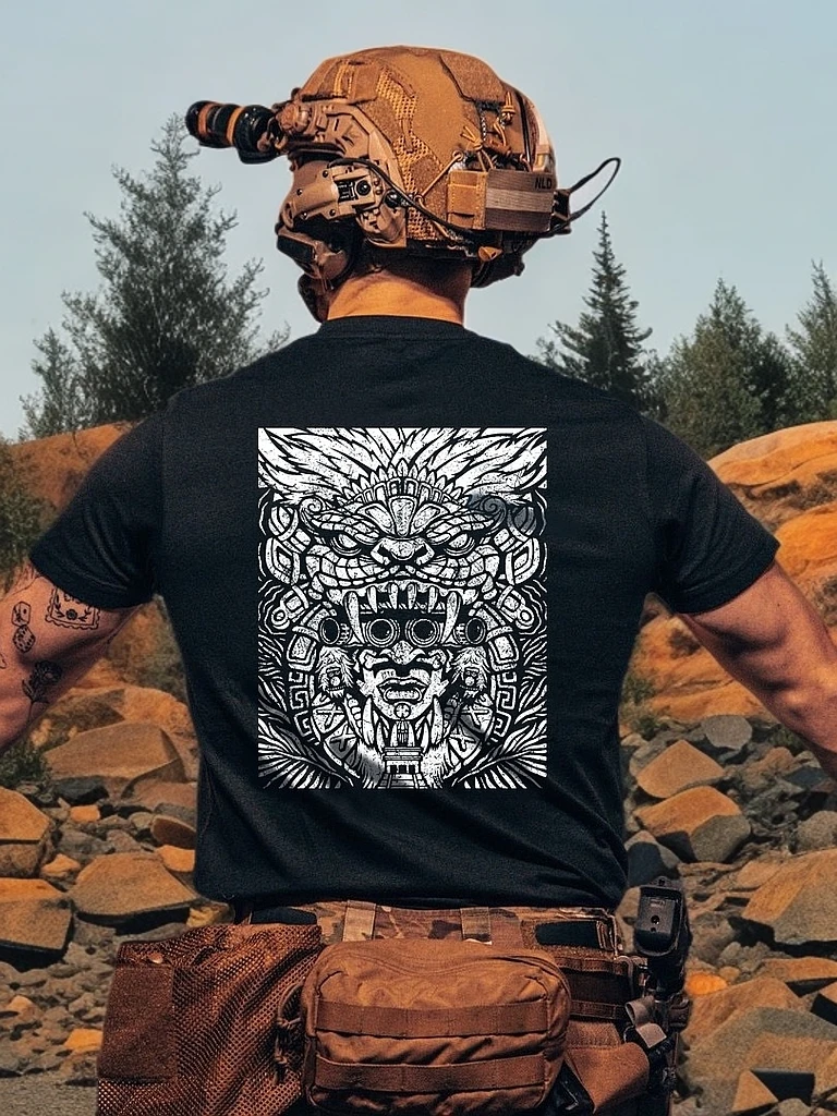 高级感男装ins潮牌短袖夏季冰丝战术半袖时尚印花圆领T恤纯棉复古