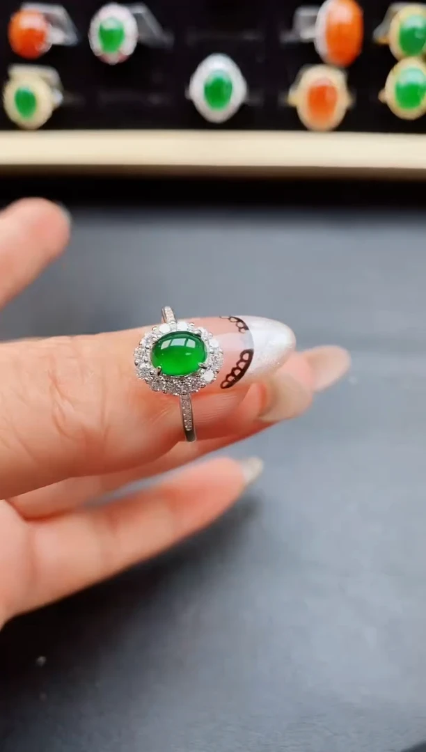 翡翠戒指银S925镶嵌5850580