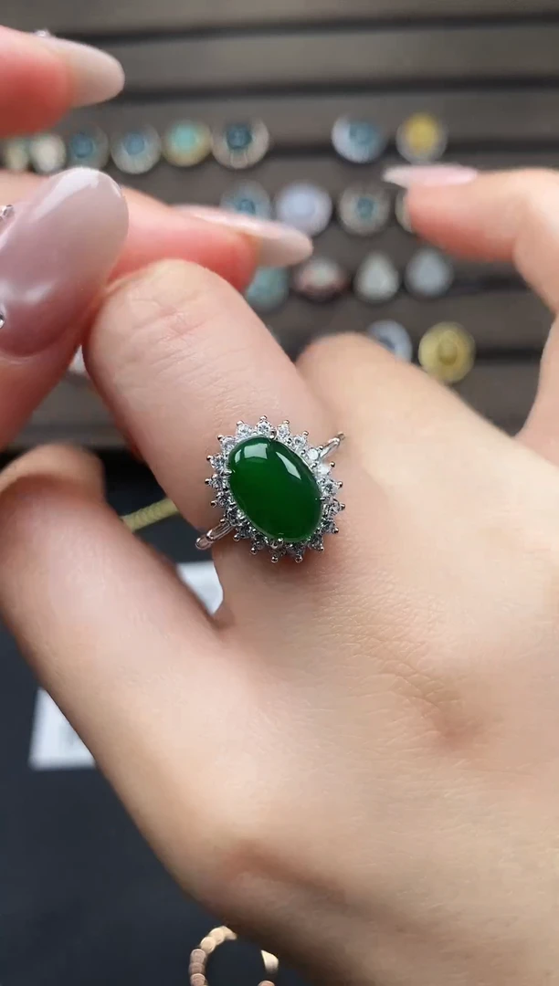 银S925镶嵌戒指翡翠265536