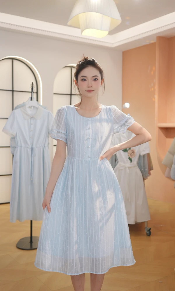 【送运费险】M1281 夏季新款两件套高档洋气新中式收腰显瘦连衣裙女