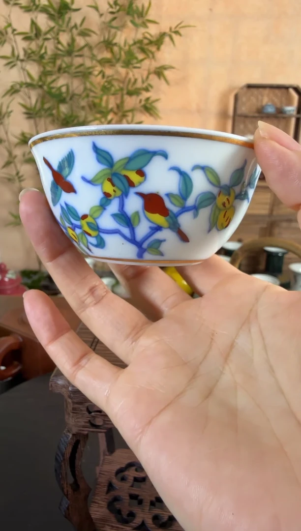 瓷描金斗彩花鸟纹老物件