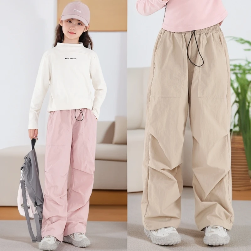 儿童冰丝速干裤春夏运动裤薄款透气宽松阔腿裤男童女童伞兵裤新品