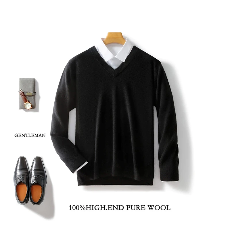 【梅姐专属】男士V领冬季羊毛衫YM-QHAC-24134