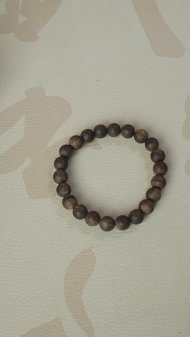 沉香手串小*杨海南莺歌绿奇楠天然虫漏卡8单圈圆珠