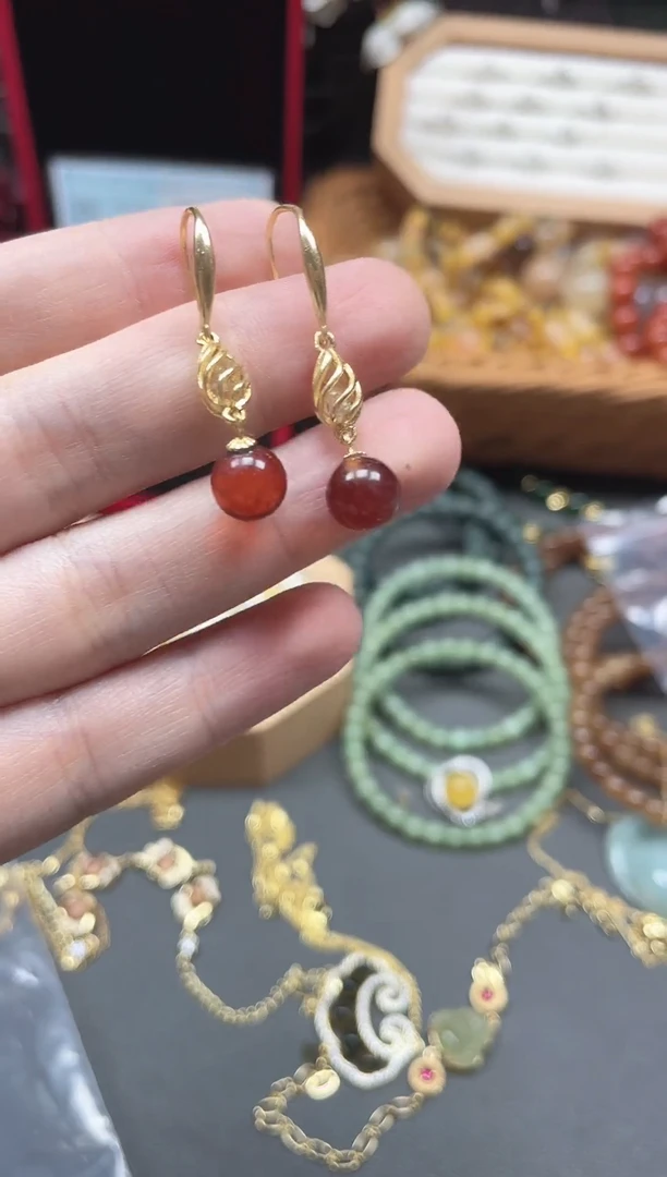 血珀未镶嵌耳饰多样性发货拍一发一