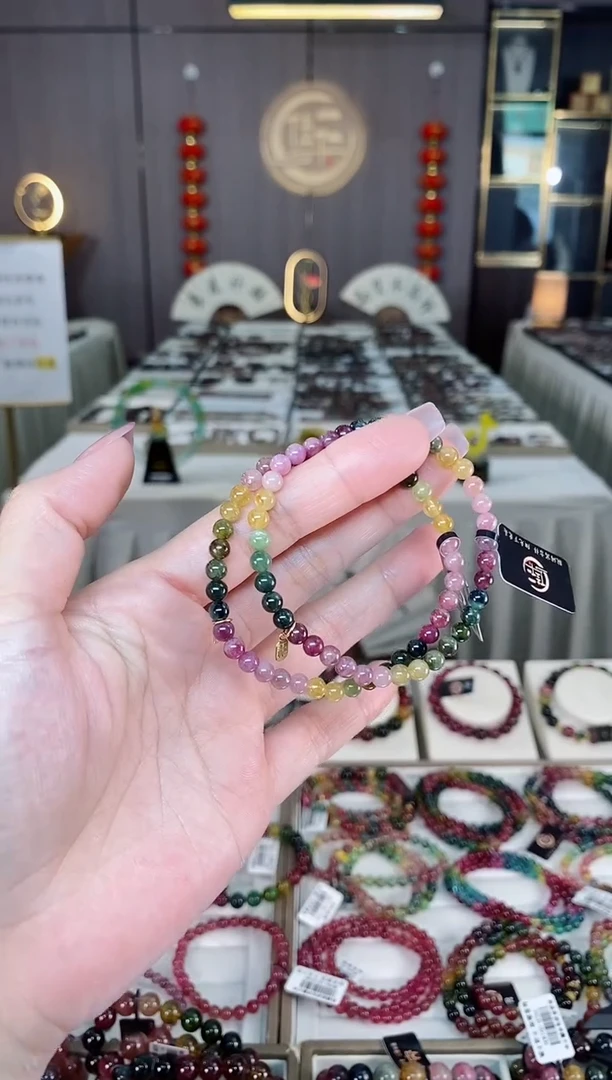 未镶嵌老矿碧玺单圈手串4mm+碧玺hon多样性发货一条