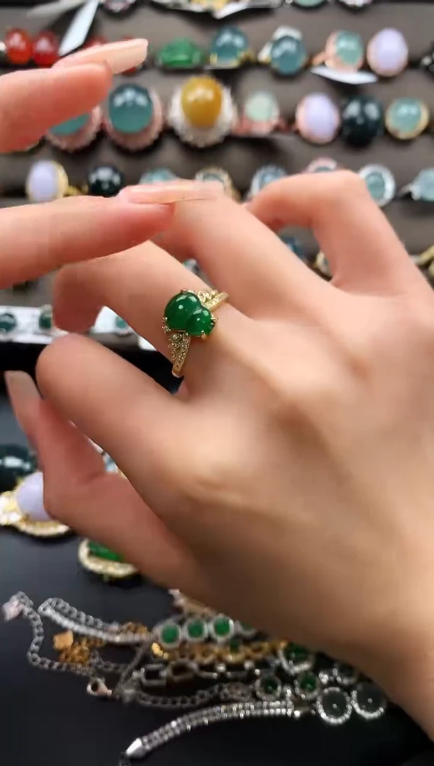 【闪购商品】翡翠戒指银S925镶嵌37537