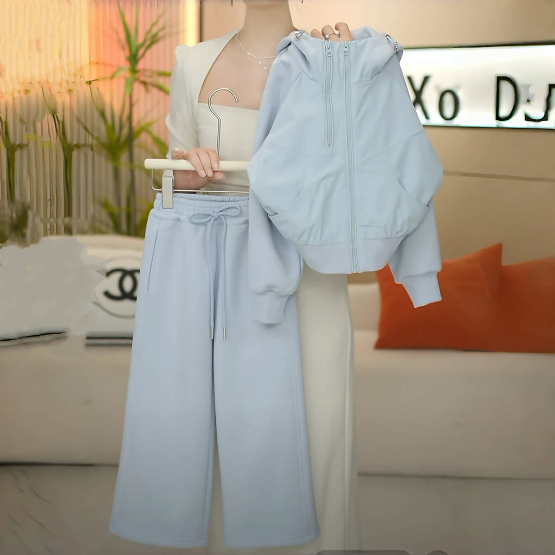 【果妈家】女童2025春季新款韩版洋气显白蓝色两件套-6033