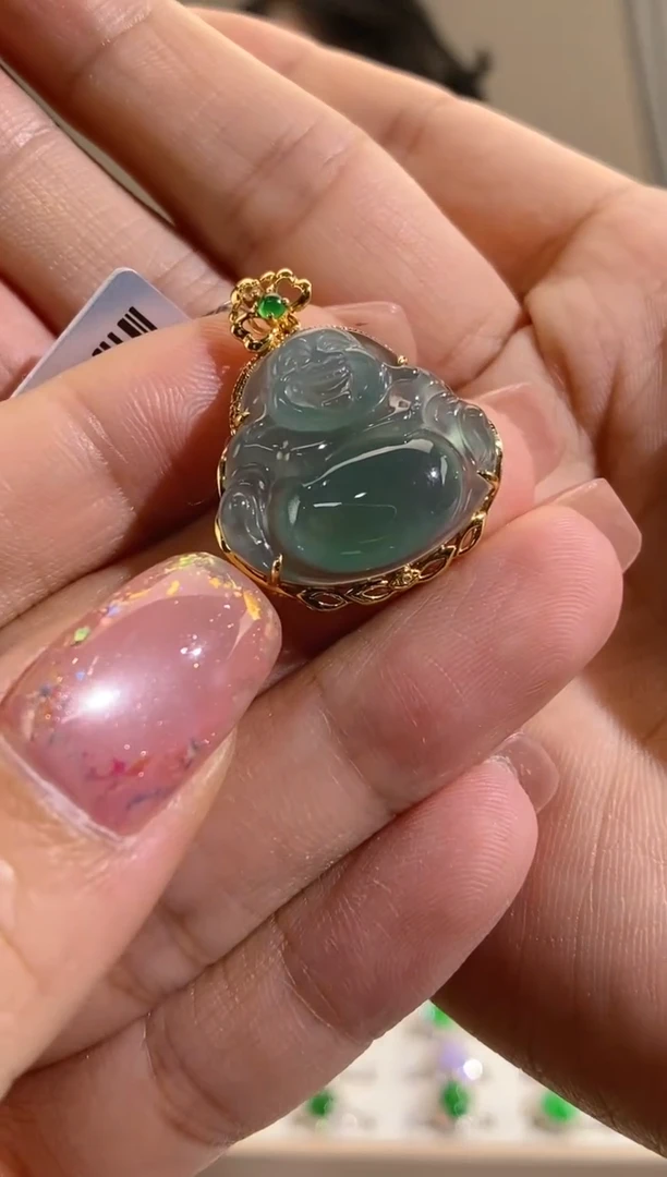 翡翠18K金镶嵌吊坠(不含链)佛公