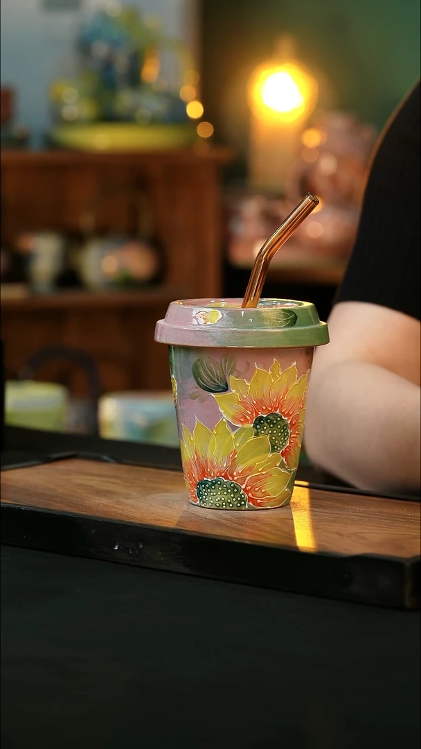 杯手绘心瓷陶瓷浮力