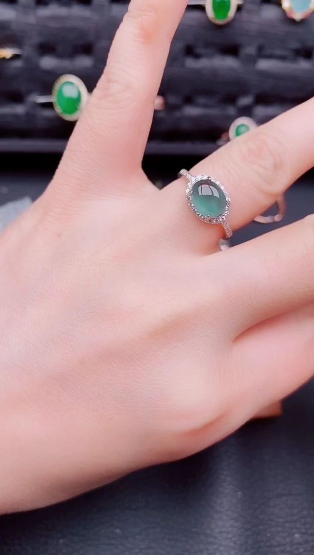 【闪购商品】翡翠戒指银S925镶嵌天然a货翡翠793