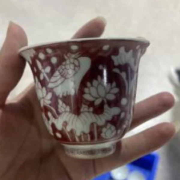 【非遗茶空间】景德镇作品 釉里红一鹭铃铛杯 fl88