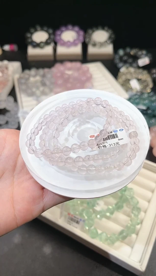 水晶手链未镶嵌多样性发一Q51粉晶多圈6mm
