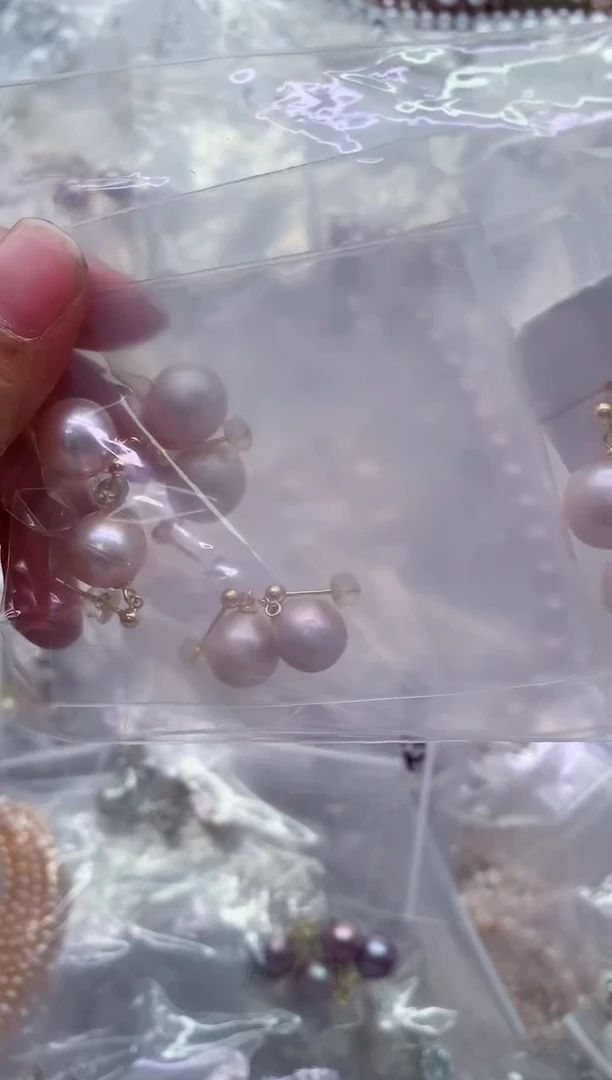 银S925镶嵌淡水珍珠耳饰多样性发其一，非无暇