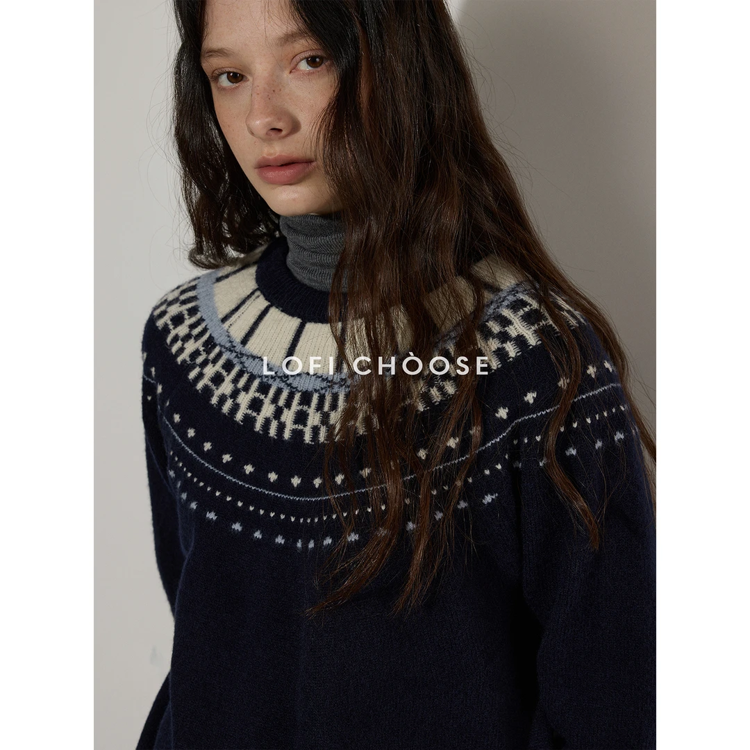 Lofi choose 经典复刻！复古费尔岛撞色圆领针织毛衣