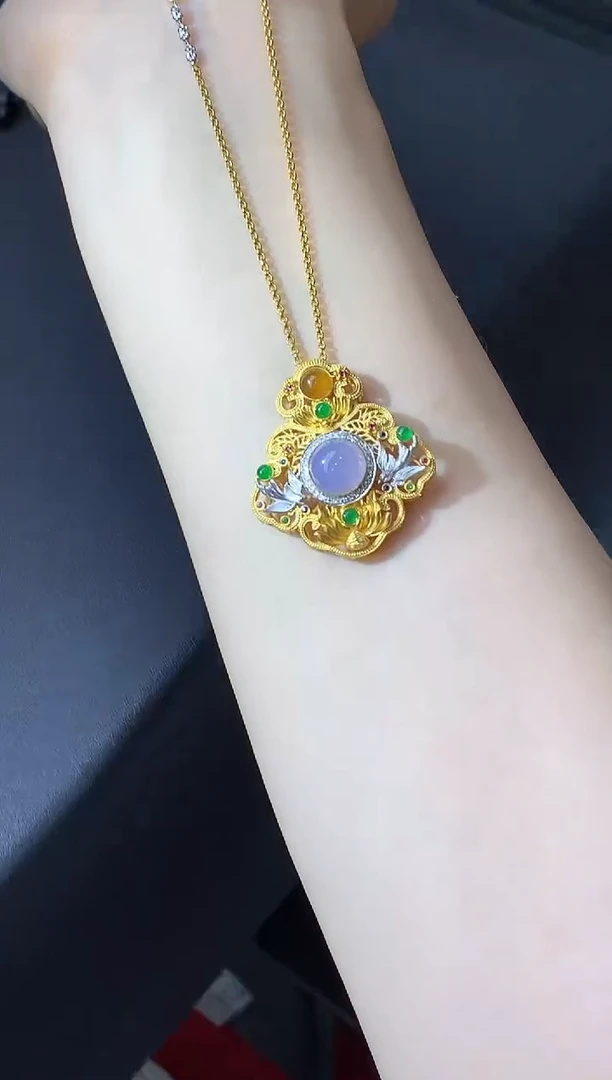 颈饰18K金镶嵌翡翠623-中国好珍宝