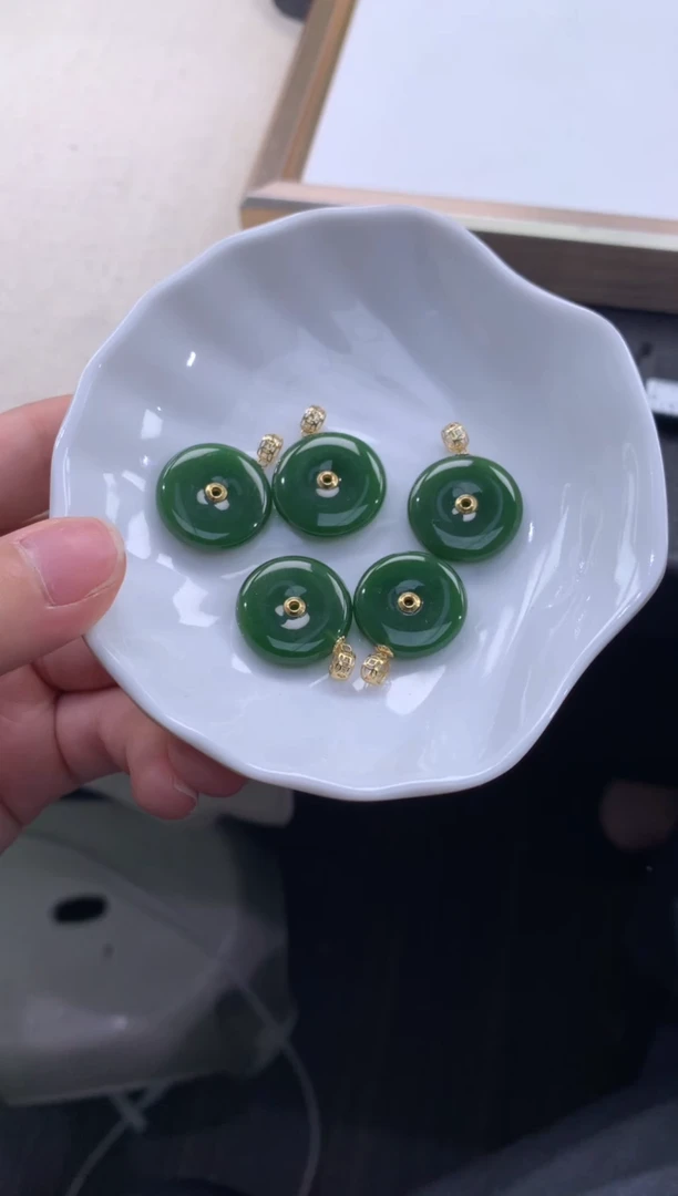 项链未镶嵌和田玉（碧玉）HT101 碧玉平安扣赠皮绳