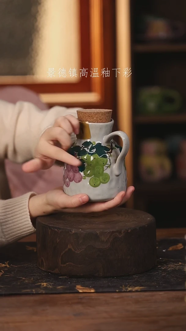陶瓷景德镇高温釉下手绘陶瓷@L071@