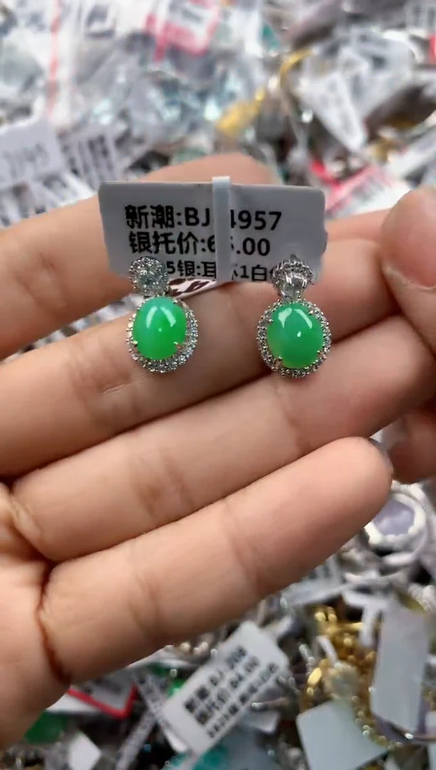 银S925镶嵌戒指翡翠555---8