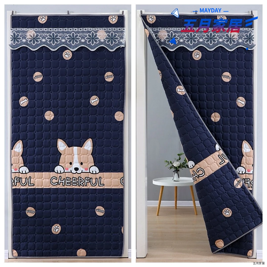 冬季加厚隔音保暖防风家用冬季免打孔魔术贴自粘棉门帘抵抗寒风守