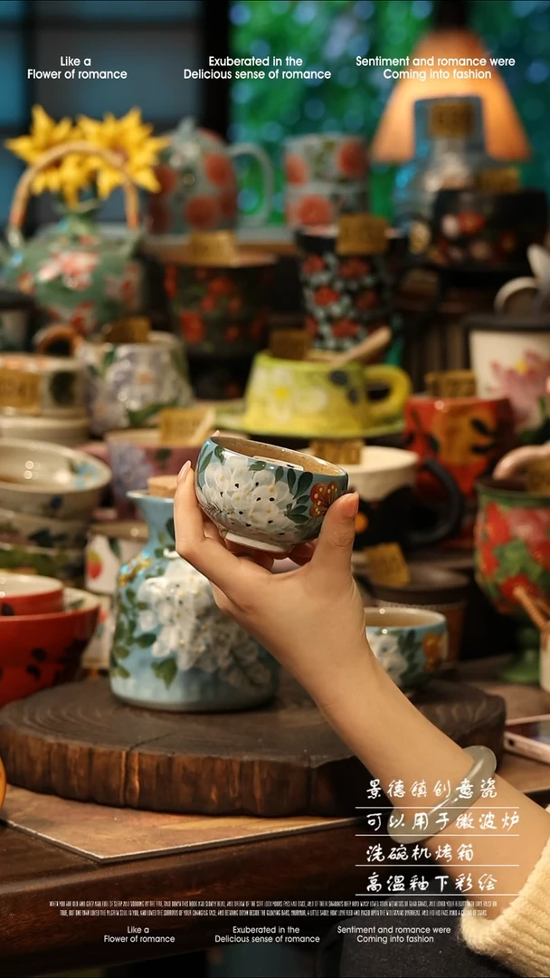 陶瓷景德镇高温釉下彩手工手绘款式