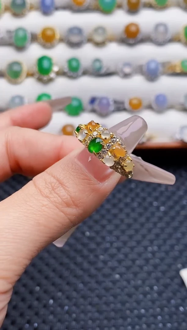 银S925镶嵌戒指翡翠8221