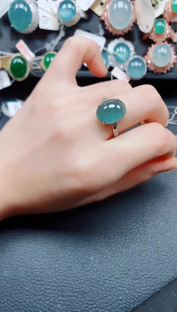 银S925镶嵌戒指翡翠翡翠