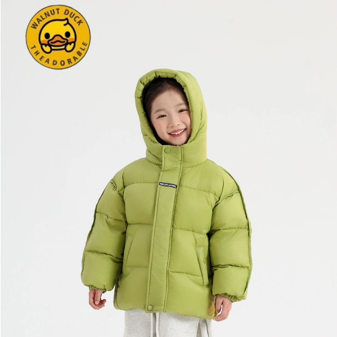 小黄鸭女童黑金蓄热羽绒服男童冬款加厚面包服冬季儿童外套保暖