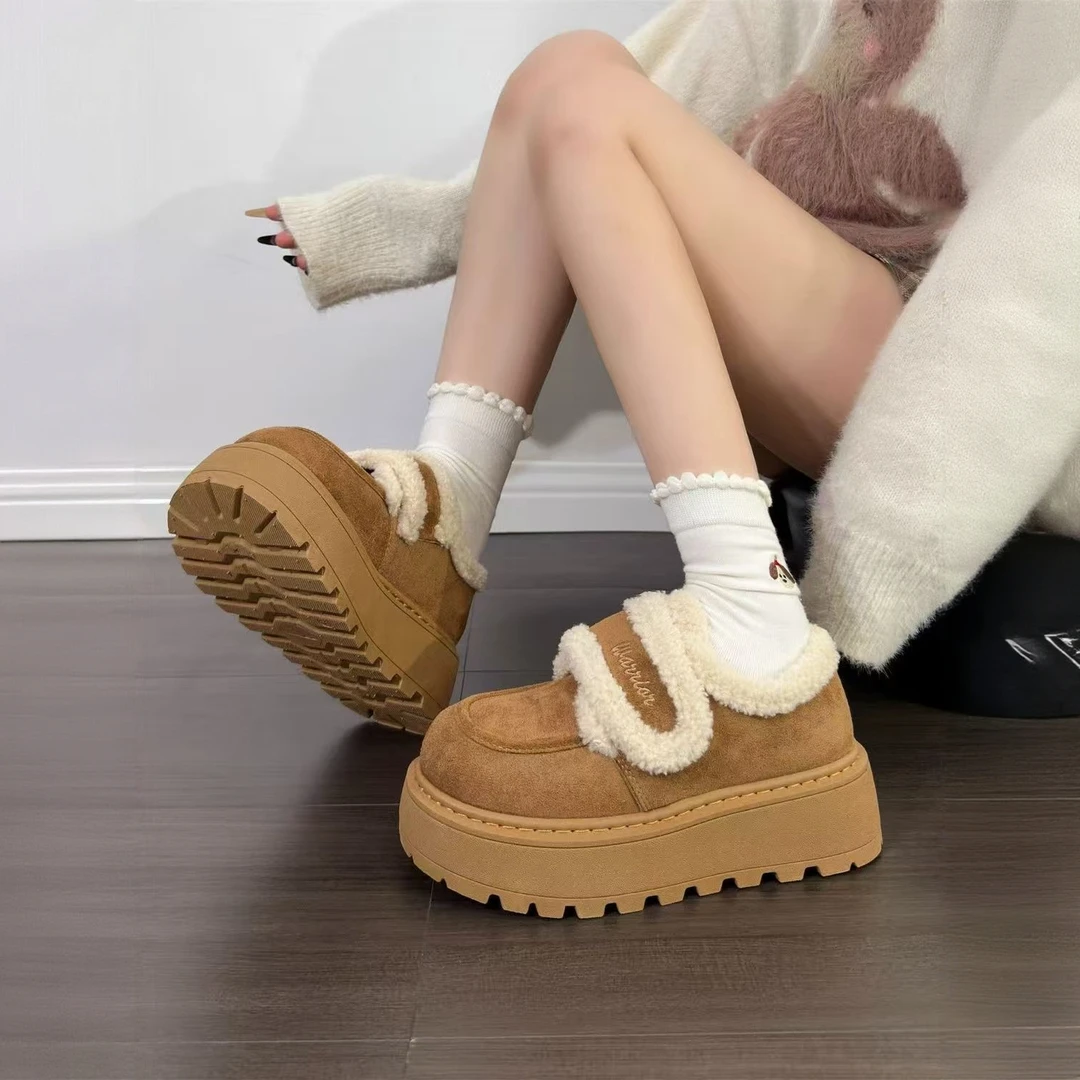 回力加绒勃肯鞋2026新款女士冬季厚底保暖棉鞋百搭魔术贴面包鞋子