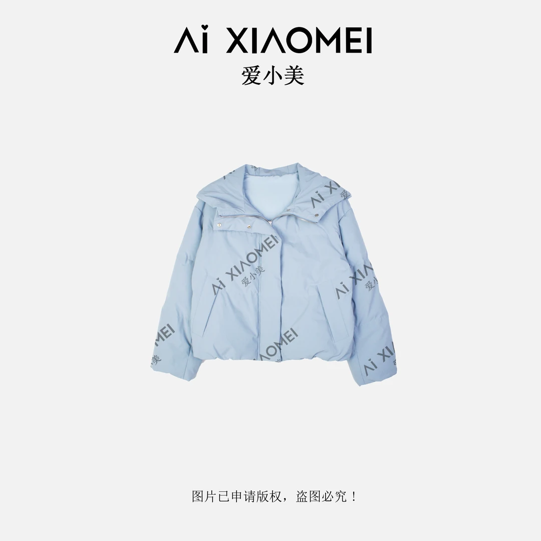 连帽纯色短款95白鹅绒外套WT-1039