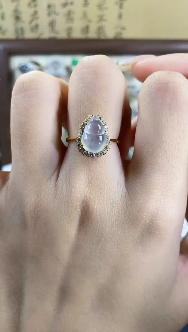 银S925镶嵌戒指翡翠 天然A货翡翠107