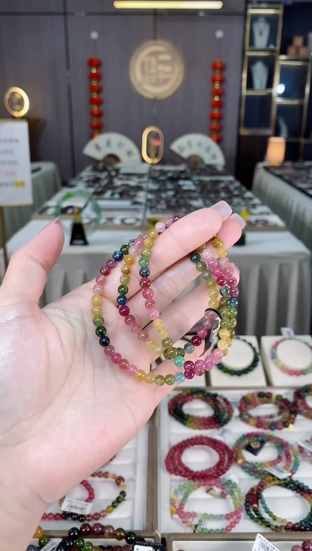 未镶嵌老矿碧玺色标三圈手串5mm+碧玺hon多样性发货一条