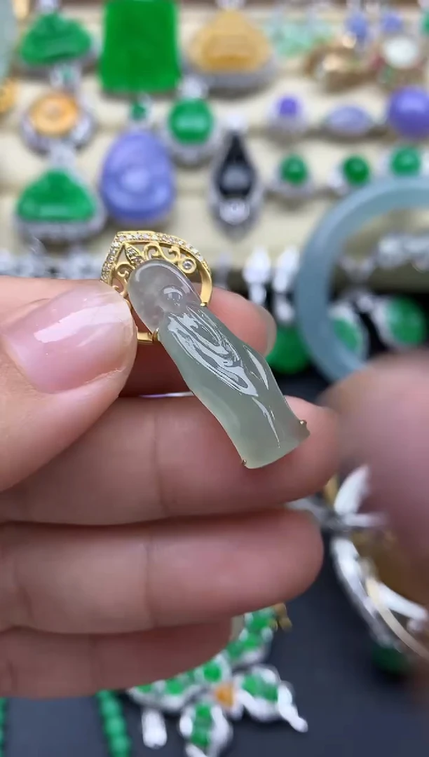 翡翠18K金镶嵌颈饰446-春日珠宝