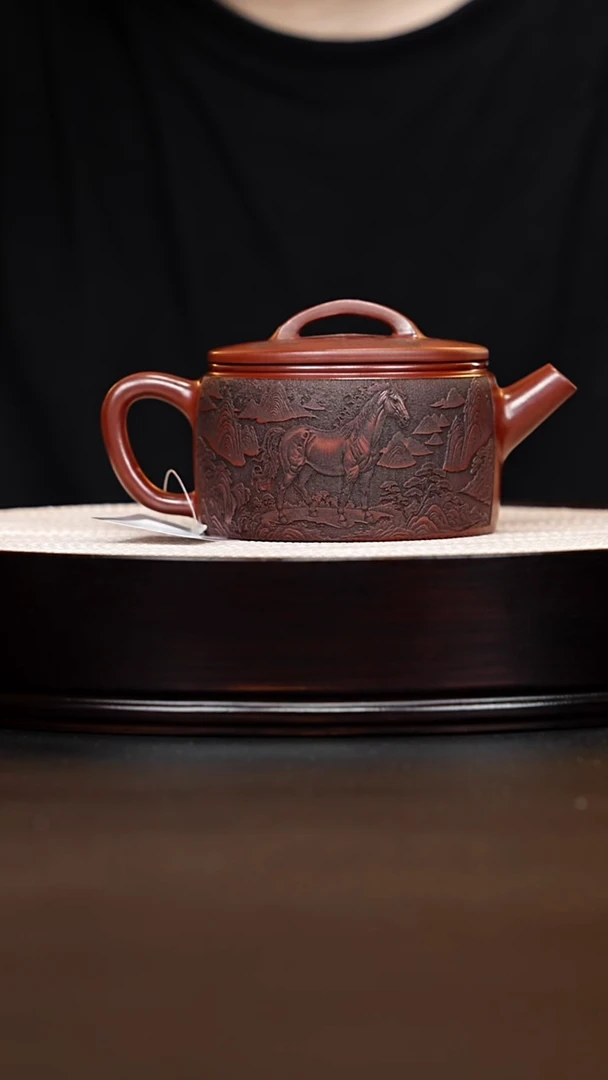 茶壶紫砂宜兴紫砂 汉瓦大红袍 顾建根
