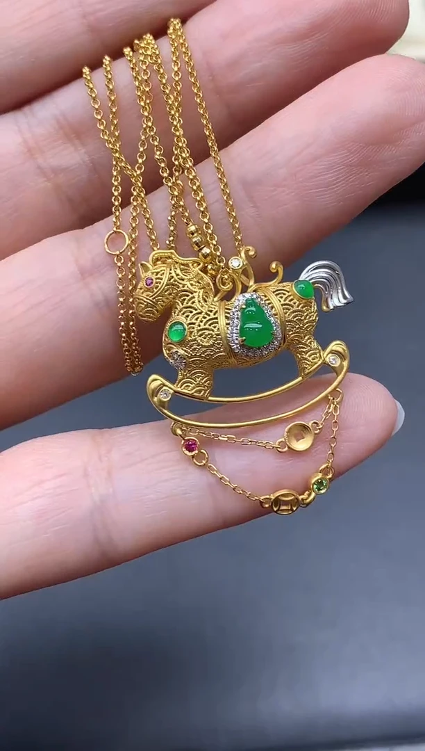 颈饰18K金镶嵌翡翠612-中国好珍宝