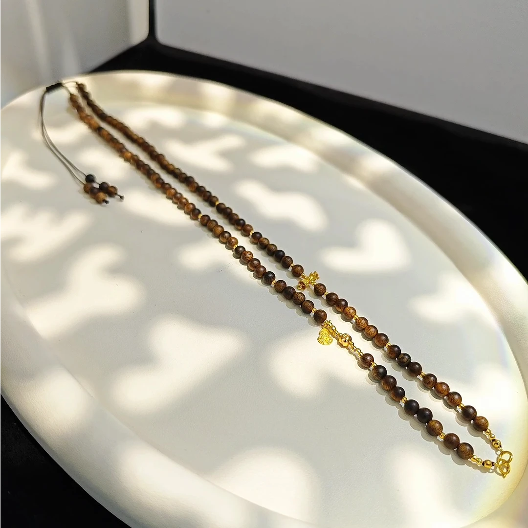 沉香沉曜  沉香金刚杵项链 18k金 2158 多样性发一件 72cm