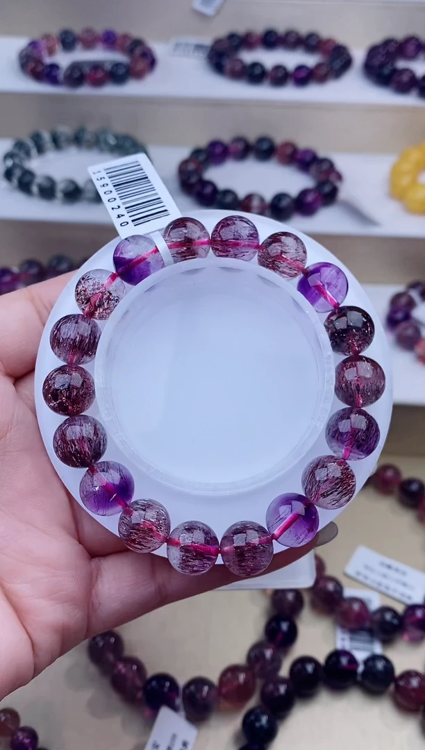 未镶嵌手链水晶黑加仑超七11m+